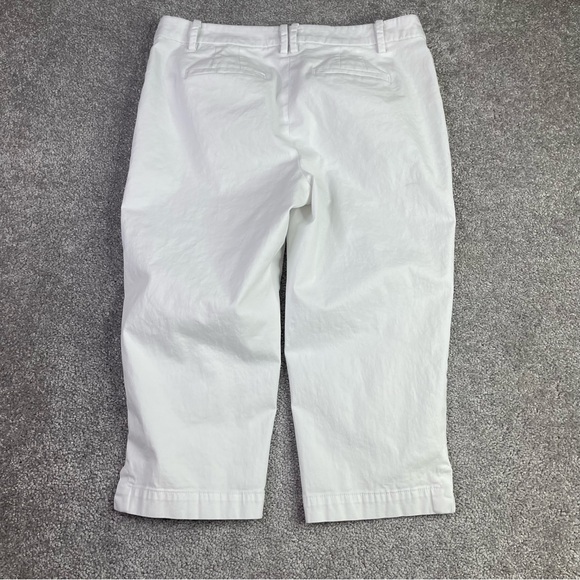 Talbots Perfect Skimmer Pants Women's 8P White Capri Chino Pockets Stretch - Picture 2 of 10
